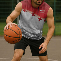 Ikale Tahi Pacific Tonga Rugby Custom Sleeveless Hoodie Tongan Ngatu with Flag Pattern - Polynesian Pride