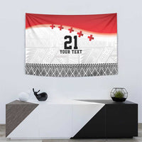 Ikale Tahi Pacific Tonga Rugby Custom Tapestry Tongan Ngatu with Flag Pattern