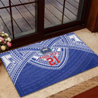 Manu Samoa Pacific Samoa Rugby Custom Rubber Doormat Polynesian Pattern