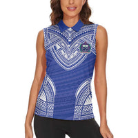 Manu Samoa Pacific Samoa Rugby Custom Women Sleeveless Polo Shirt Polynesian Pattern