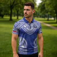 Manu Samoa Pacific Samoa Rugby Custom Zipper Polo Shirt Polynesian Pattern - Polynesian Pride