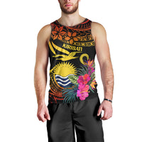 Polynesian Kiribati Independence Day Men Tank Top Kiribati Emblem with Hibiscus Pacific Beauty LT9 - Polynesian Pride