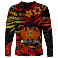 PNG Remembrance Day Long Sleeve Shirt Polynesian Tribal and Poppy LT9 - Polynesian Pride
