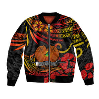 PNG Remembrance Day Sleeve Zip Bomber Jacket Polynesian Tribal and Poppy LT9 Unisex Red - Polynesian Pride