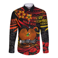 Custom PNG Remembrance Day Long Sleeve Button Shirt Polynesian Tribal and Poppy LT9 Unisex Red - Polynesian Pride