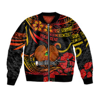 Custom PNG Remembrance Day Sleeve Zip Bomber Jacket Polynesian Tribal and Poppy LT9 Unisex Red - Polynesian Pride