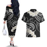 White Sunday Tokelau Gardenia Thunbergia Couples Matching Off The Shoulder Long Sleeve Dress and Hawaiian Shirt Fakamalo Atu Kia Te Koutou Uma