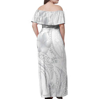 Manuia le Aso Sa o Tamaiti Tonga Family Matching Off Shoulder Maxi Dress and Hawaiian Shirt White Sunday Heilala Lei