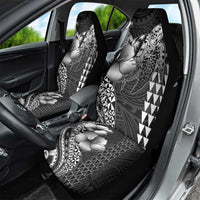 Hawaiian Sea Turtle Car Seat Cover Black Hibiscus Flowers and Kakau Pattern