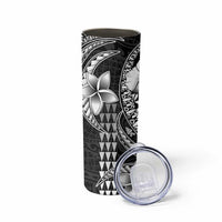 Hawaiian Sea Turtle Skinny Tumbler Black Hibiscus Flowers and Kakau Pattern
