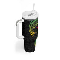 Kiribati Red Jasmine Mango Tumbler With Handle Reggae Polynesian Art Vibe