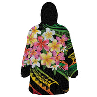 Kiribati Red Jasmine Mango Wearable Blanket Hoodie Reggae Polynesian Art Vibe