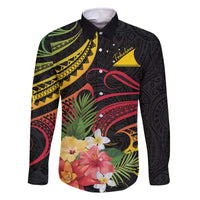 Personalised Tokelau Tropical Flowers Family Matching Off The Shoulder Long Sleeve Dress and Hawaiian Shirt Reggae Polynesian Art Vibe