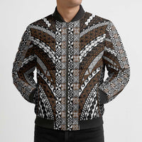 Brown Tongan Polynesian Tribal Bomber Puffer Jacket - Polynesian Pride