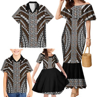 Brown Tongan Polynesian Tribal Family Matching Mermaid Dress and Hawaiian Shirt - Polynesian Pride