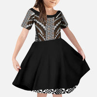 Brown Tongan Polynesian Tribal Family Matching Off Shoulder Maxi Dress and Hawaiian Shirt - Polynesian Pride