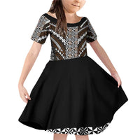 Brown Tongan Polynesian Tribal Family Matching Off Shoulder Short Dress and Hawaiian Shirt - Polynesian Pride