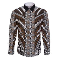 Brown Tongan Polynesian Tribal Family Matching Short Sleeve Bodycon Dress and Hawaiian Shirt - Polynesian Pride