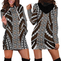 Brown Tongan Polynesian Tribal Hoodie Dress - Polynesian Pride