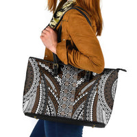 Brown Tongan Polynesian Tribal Leather Tote Bag - Polynesian Pride