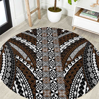 Brown Tongan Polynesian Tribal Round Carpet - Polynesian Pride