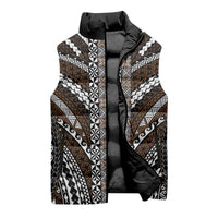 Brown Tongan Polynesian Tribal Sleeveless Puffer Jacket - Polynesian Pride