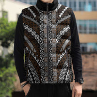 Brown Tongan Polynesian Tribal Sleeveless Puffer Jacket - Polynesian Pride