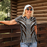 Brown Tongan Polynesian Tribal Women Polo Shirt - Polynesian Pride