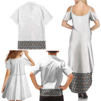 Light Gray Tongan Polynesian Tribal Family Matching Summer Maxi Dress and Hawaiian Shirt - Polynesian Pride