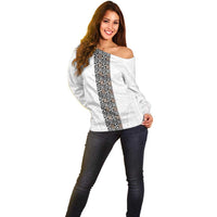Light Gray Tongan Polynesian Tribal Off Shoulder Sweater LT9 - Polynesian Pride
