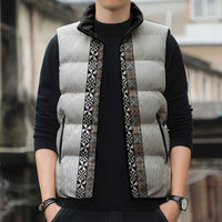 Light Gray Tongan Polynesian Tribal Sleeveless Puffer Jacket - Polynesian Pride