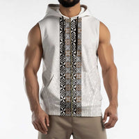 Light Gray Tongan Polynesian Tribal Sleeveless Zip Hoodie - Polynesian Pride