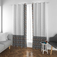 Light Gray Tongan Polynesian Tribal Window Curtain - Polynesian Pride