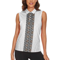 Light Gray Tongan Polynesian Tribal Women Sleeveless Polo Shirt - Polynesian Pride