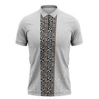 Light Gray Tongan Polynesian Tribal Zipper Polo Shirt - Polynesian Pride