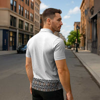 Light Gray Tongan Polynesian Tribal Zipper Polo Shirt - Polynesian Pride