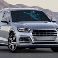 Black Blue Polynesian Tribal Auto Sun Shade - Polynesian Pride