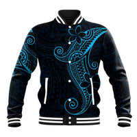 Black Blue Polynesian Tribal Baseball Jacket LT9 Unisex Blue - Polynesian Pride