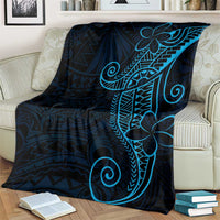 Black Blue Polynesian Tribal Blanket - Polynesian Pride
