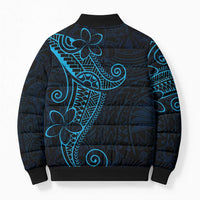 Black Blue Polynesian Tribal Bomber Puffer Jacket - Polynesian Pride