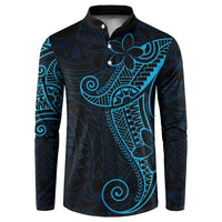 Black Blue Polynesian Tribal Button Sweatshirt LT9 Blue - Polynesian Pride