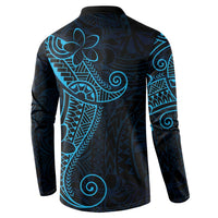 Black Blue Polynesian Tribal Button Sweatshirt LT9 - Polynesian Pride