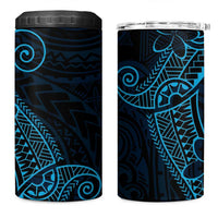 Black Blue Polynesian Tribal 4 in 1 Can Cooler Tumbler - Polynesian Pride