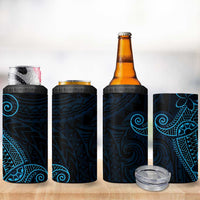 Black Blue Polynesian Tribal 4 in 1 Can Cooler Tumbler - Polynesian Pride