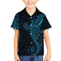 Black Blue Polynesian Tribal Family Matching Puletasi and Hawaiian Shirt LT9 Son's Shirt Blue - Polynesian Pride