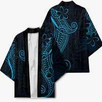 Black Blue Polynesian Tribal Kimono - Polynesian Pride