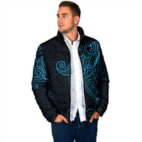 Black Blue Polynesian Tribal Padded Jacket - Polynesian Pride