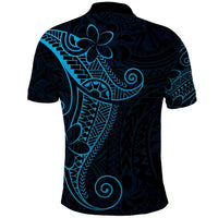 Black Blue Polynesian Tribal Polo Shirt - Polynesian Pride
