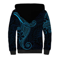 Black Blue Polynesian Tribal Sherpa Hoodie - Polynesian Pride