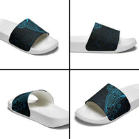 Black Blue Polynesian Tribal Slide Sandals - Polynesian Pride